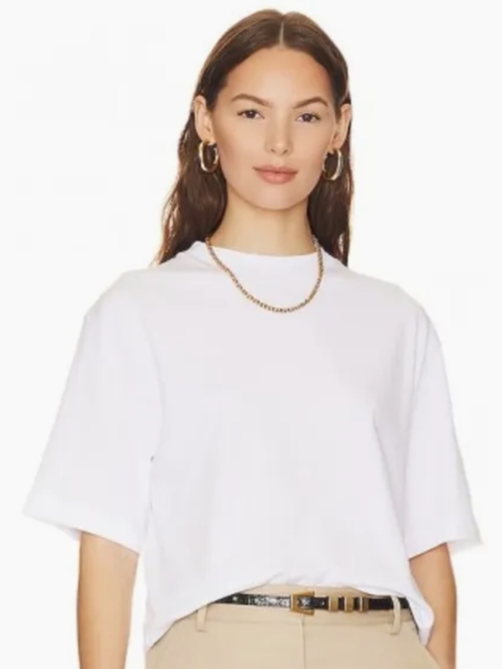 NWT VINCE white pima cotton wide sleeve cropped tee Size US XL